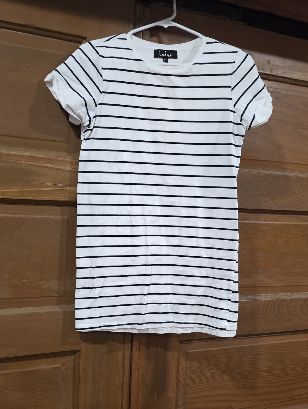 Lulu's White Mini Dress with Black Stripes